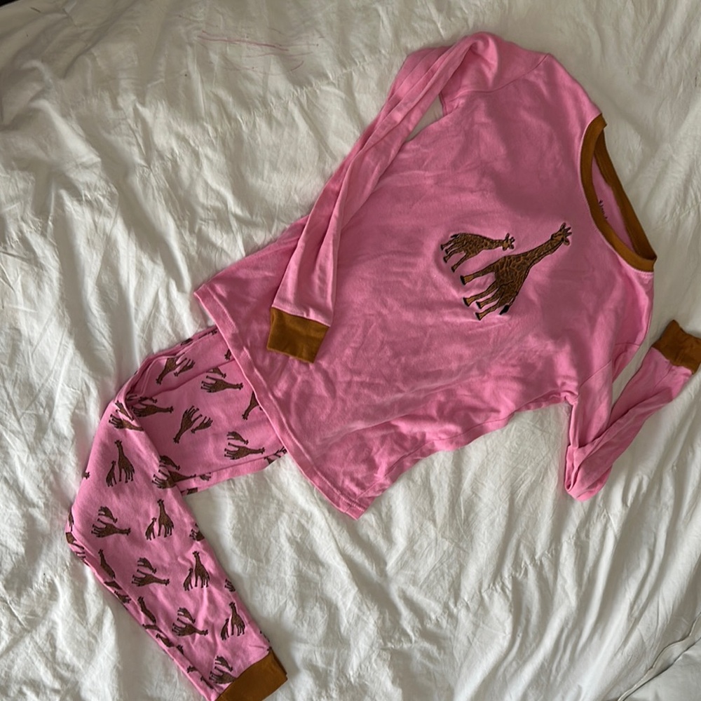 Pink Kids Pajamas with Giraffe Print